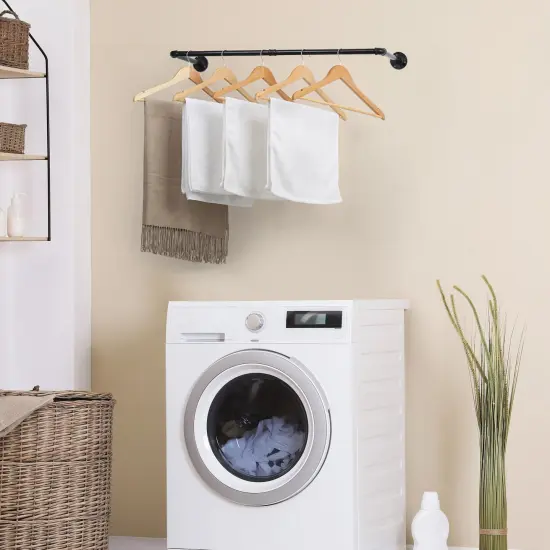 2pcs Wall Mounted Clothes Rack Pipe Coat Hanger Garment Racks Cloth Storage {4}