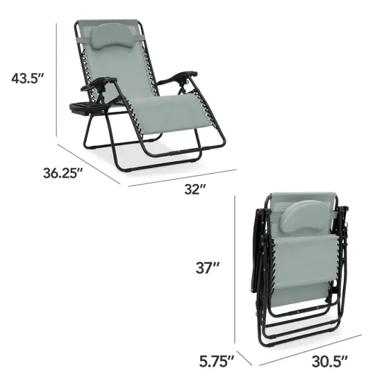 Best Choice Products Oversized Zero Gravity Chair, Folding Outdoor Patio Recliner w/ Cup Holder Stardew {2}