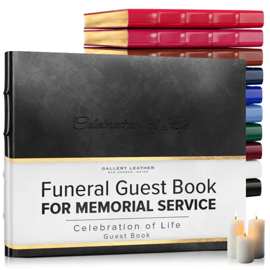 Gallery Leather Guest Book Funeral, Celebration of Life, Memorial, 192 Lined Pages, Bonded Leather, Hardcover Acadia Wild Rose {2}