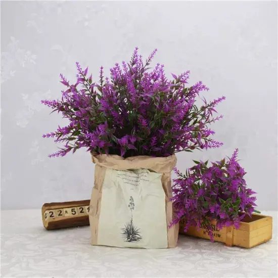 4pcs 7 Heads Artificial Wheat Grass Bouquet for Weddings Purple {3}