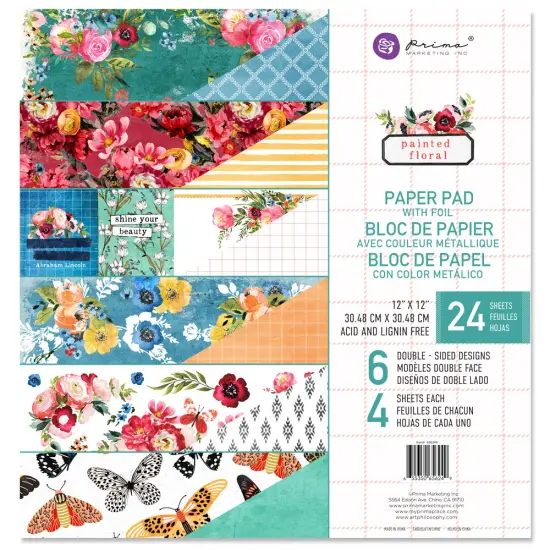 Painted Floral Collection 12x12 Paper Pad - 24 sheets w foil {1}