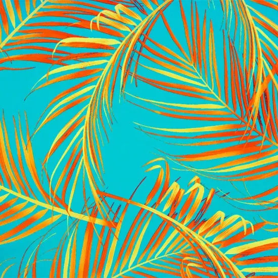 Palm Leaves Burnout Printed Spandex Fabric Multicolor {1}