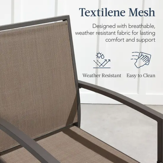 Best Choice Products Outdoor Barstools Set of 2, Bar Height Patio Chairs w/ All-Weather Mesh Brown/Brown {4}