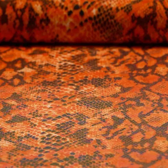 Rattlesnake Foil Printed Spandex Orange {1}