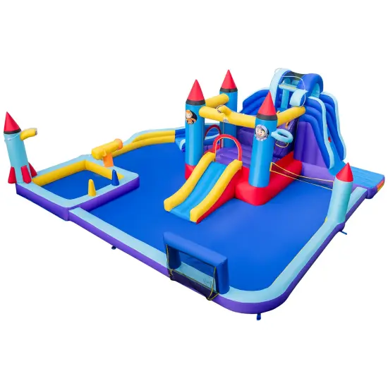 Rocket Theme Inflatable Water Slide Park with 1100W Blower {1}