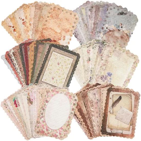 60 Sheets Lace Edged Scrapbook Stationery Paper Assorted Set - 6 Pack Vintage Paper for Letter Writing Scrapbooking Embellishments Planner Bullet Junk Journal Supplies Collage Background 4.9x6.9 Inch {2}