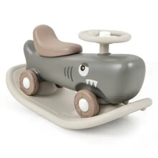 Plastic Convertible Rocking Horse & Sliding Car with Detachable Balance Board White {7}