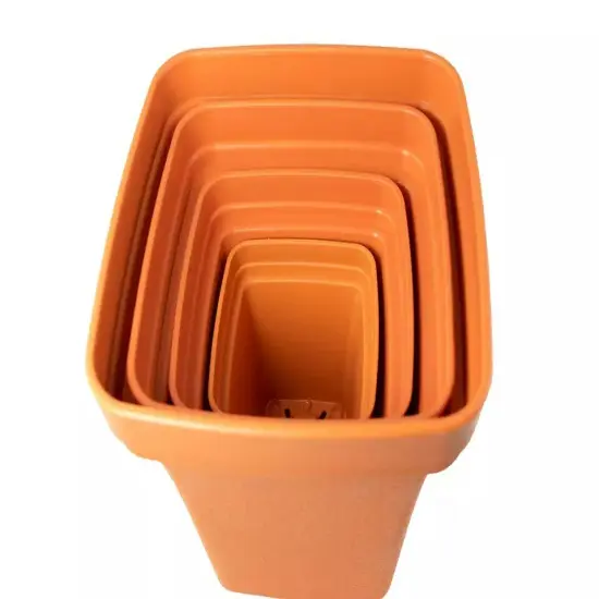 4 Mix Square Cascade Plastic Bonsai, Cactus, Succulent & Orchid Planter - Orange {3}