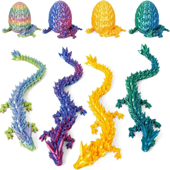 4 PCS Dragon Egg, 3D Printed Dragon Eggs with Dragon Inside Surprise Mystery Dragon Egg Fidget Toy {2}