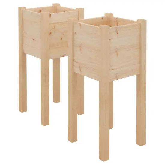 vidaXL Garden Planters 2 pcs 12.2"x12.2"x27.6" Solid Wood Pine {2}