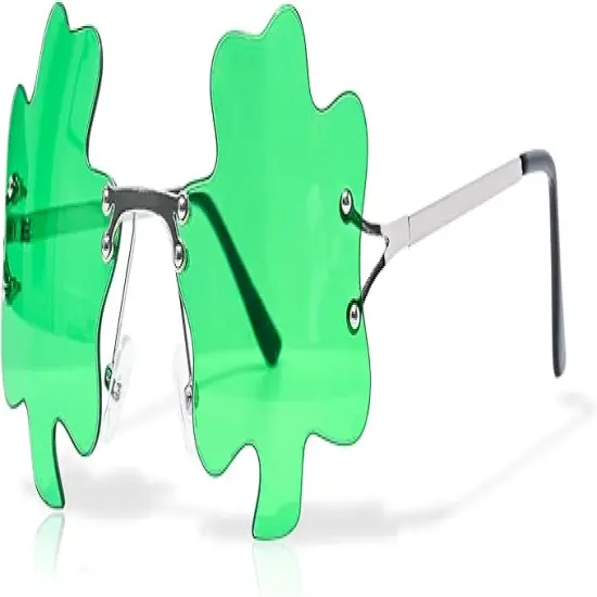 St. Patrick&rsquo;s Day Irish Shamrock Leaves Green Leprechaun Costume Glasses, 1 Pair {1}