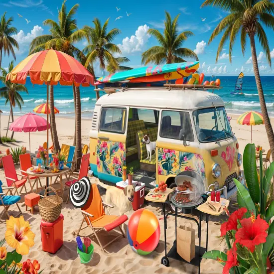Sunsout Beach Campout 500 pc Jigsaw Puzzle 42380 {1}