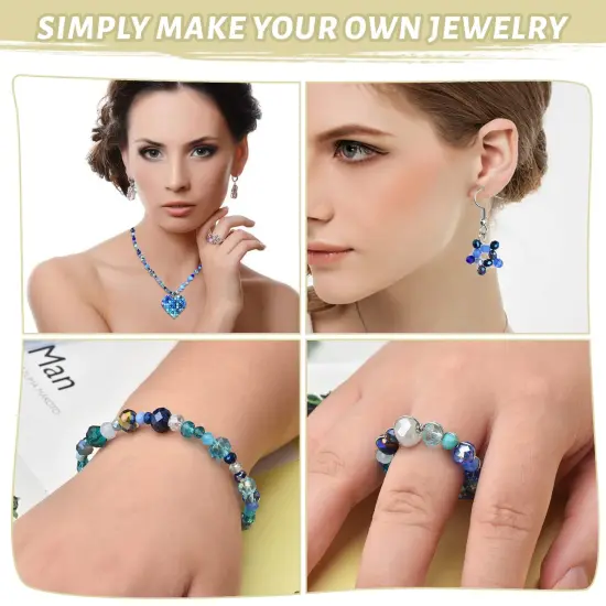 KINGSHINE 4/6/8mm Crystal Glass Beads,3 Sizes Total 1000pcs Faceted Briolette Rondelle Beads with Container,Loose Spacer Beads for DIY Beading Projects,Earrings,Necklaces(Blue Color) {2}