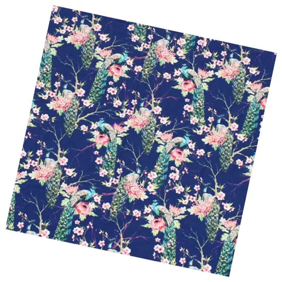 Peacocks on Branches Printed Spandex Fabric {2}