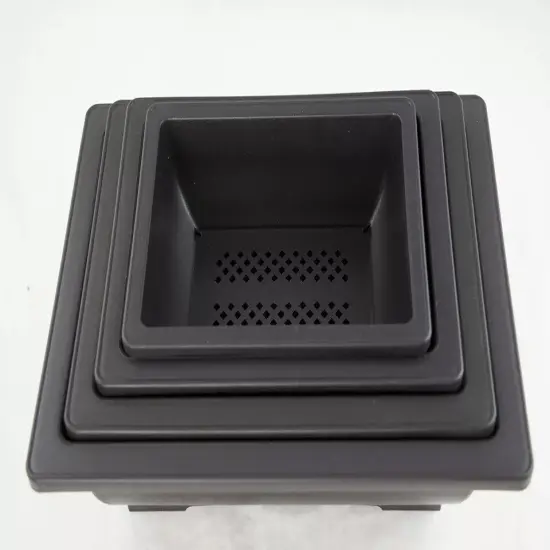 4 Mix 6.25"-10" Rectangular Plastic Bonsai, Cactus / Succulent Pot - Dark Brown {3}