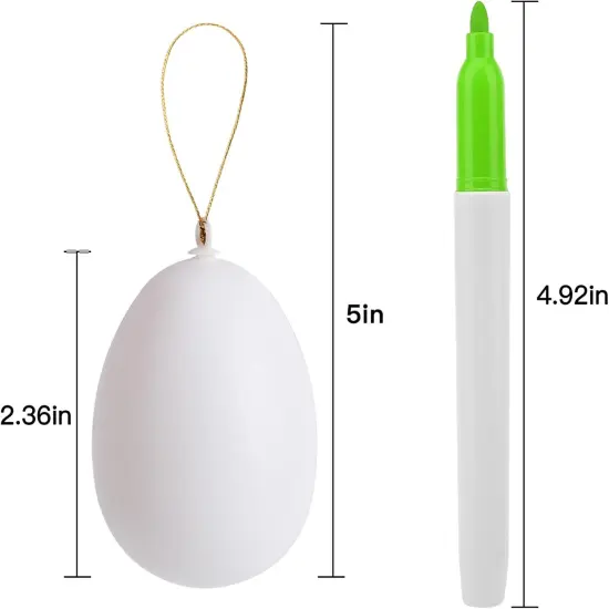 30 Pcs Easter Decorations Eggs with 8 Pens, White Plastic Eggs with Rope, Artificial DIY Creative Decoration Eggs for Party Favors, Easter Crafts, Easter Basket Stuffers, Easter Tree Ornaments {3}