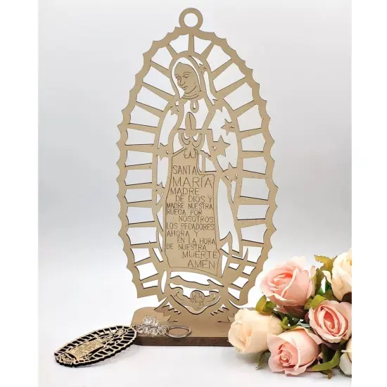 12pcs Religious Lady Guadalupe Wooden Centerpiece Brown {2}