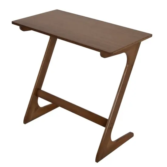 Wicker Z-Shaped Spacious Sofa Side Table with Space-Saving Tabletop Natural {7}