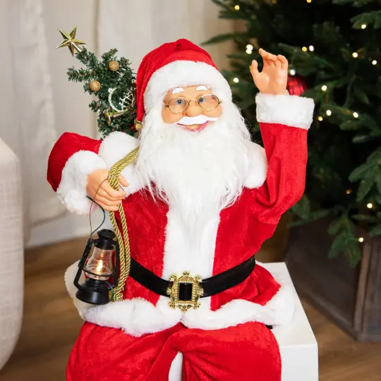 Northlight 32" Musical and Animated Santa on a Chimney Christmas Decoration Red {4}