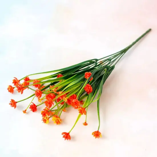 4pcs Artificial Fake Flower Orange Small LOTUS Home Decoration Outdoor Floral {2}