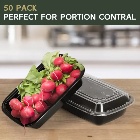 Meal Prep Containers, 50 Packs Plastic Food Storage Containers with Lids, 24oz Bento Box Reusable, To Go Containers Disposable {3}