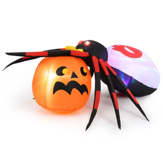4.9 x 4.6 Feet Inflatable Spider with Pumpkin and Rotating Light {3}