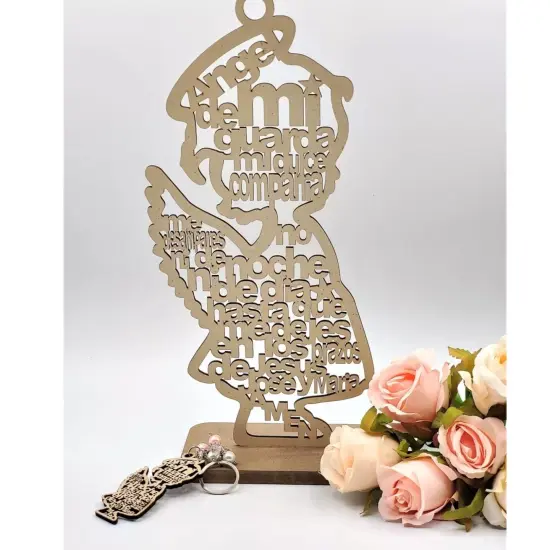 12pcs Angel Girl Wood Centerpiece Decorate Your Home Brown {2}