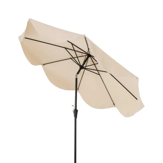 9 FT Outdoor Patio Umbrella with Crank Handle, Push Button Tilt, UV-Resistant Canopy for Sun Protection Beige {1}