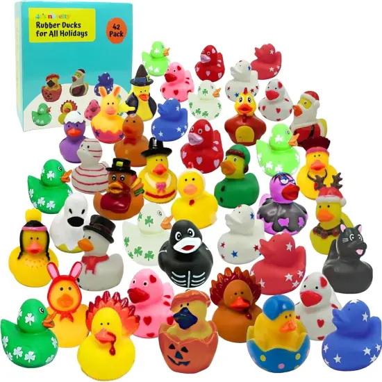 4E Novelty- Holiday Rubber Ducks 42 Pack - Squishy toys, rubber ducks jeep ducking, bath fun & gifts for all ages. {1}
