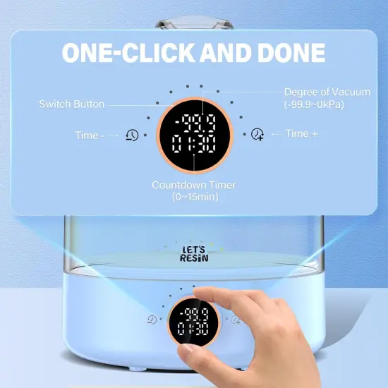 LET&rsquo;S Resin Upgraded Resin Bubble Remover, Eliminate 99% Bubble in 5-9 Minutes, 99Kpa with Digital Display，Bigger Capacity, Auto Vent, Timer for Epoxy Resin Casting, Resin Art Crafts, Jewelry Making {5}