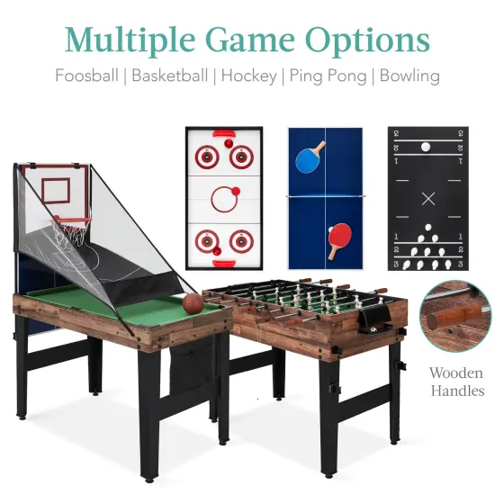 Best Choice Products 13-in-1 Combo Game Table Set w/ Ping Pong, Foosball, Basketball, Air Hockey, Archery Walnut {4}