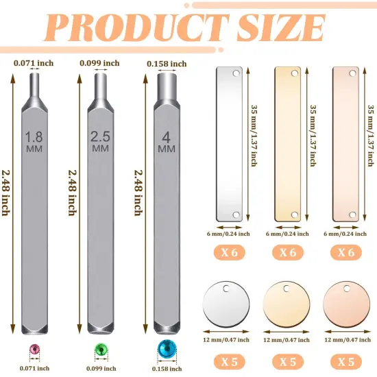 Metal Stamping Jewelry Kit, Includes 3 Punch Tools, 1500 Rhinestones, 15 Tags for DIY Necklace Bracelet {5}