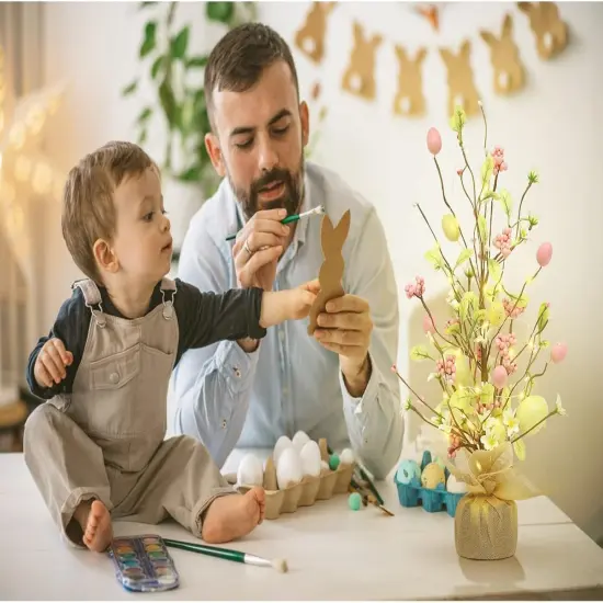 Easter Decorations, 18 Inch Pre-Lit Easter Egg Tree Tabletop Decor with Delicate Ornaments {5}