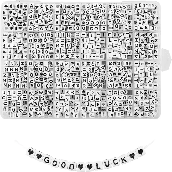 1440pcs Acrylic Letter Beads White Cube Sorted Alphabet Beads for Jewelry Making, Bracelets, Necklaces, Key Chains (6 x 6mm) {2}
