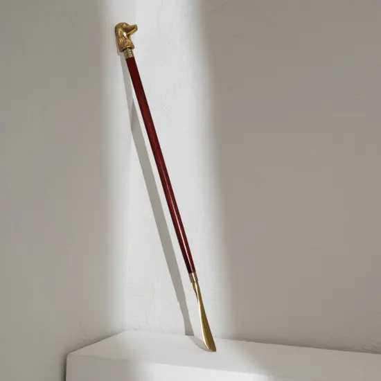 Dog-Shaped Metal Handle Wooden Shoehorn &ndash; 30" {1}