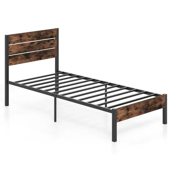 Platform Bed Frame with High Headboard and Mute Bar Perfect for Dorms or Kids {4}