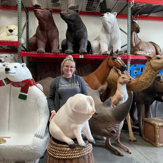 Comic Pig Sitting Life Size Statue {3}