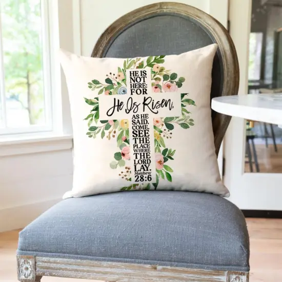 He is Risen Easter Pillow Covers 18x18 Greenery Cross Easter Decorations Outdoor Farmhouse Pillows Decorative Throw Pillows Cases {4}