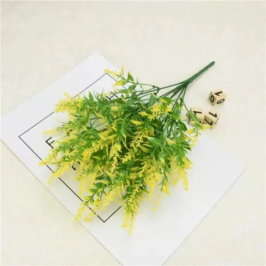 4pcs 7 Heads Artificial Wheat Grass Bouquet for Weddings Yellow {2}