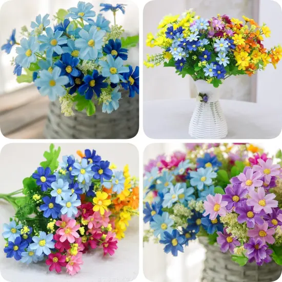 Outdoor Artificial Flower Plant Grass Garden Daisy Home Decoration Purple {3}