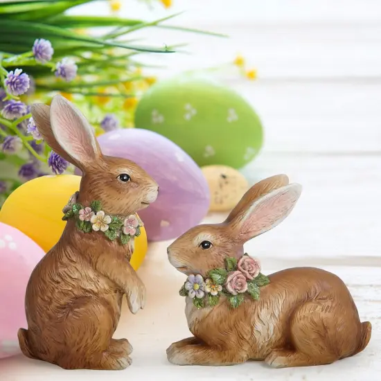 Spring Garden Patio Bunny Figurine Set (2pcs) The Perfect Accent for a Wonderful Garden-Easter Bunny Figurine {4}