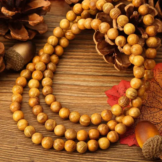 00pcs 8mm Natural Sandalwood Round Beads Gorgeous Craft Handmade Polished Spacer Mala Pray Beads with Elastic Cord for Bracelets DIY Rosary Tasbih Jewelry Making {5}