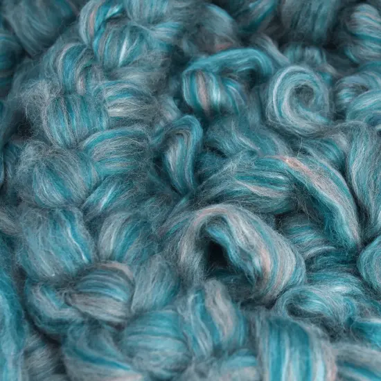 Designer Blend Shetland & Silk Roving for Spinning and Felting. Fancy, Colorful, Exotic - Limited Edition. Swan Song {3}