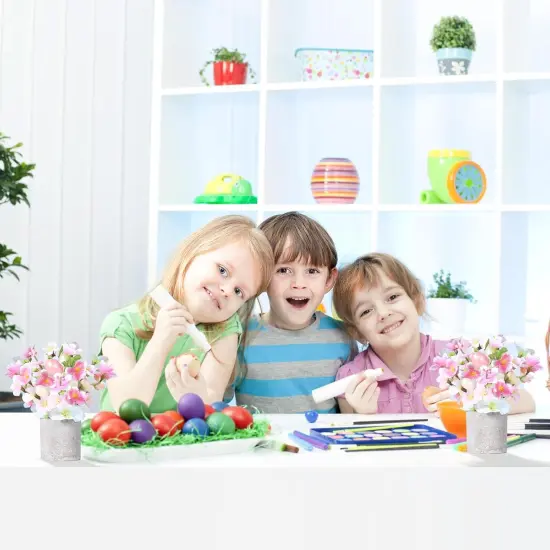 Easter Decorations, 2PCS Artificial Easter Pink Flower Egg Potted Table Decorations {5}