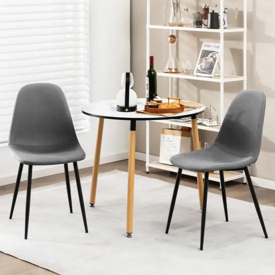 Dining Chairs Set of 4 with Black Metal Legs-Grey {3}