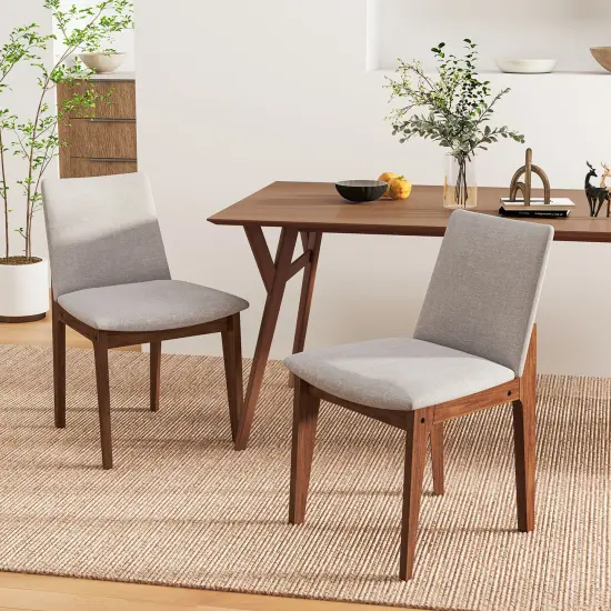 Set of 2 Wooden Dining Chairs Upholstered with High Curved Back-Walnut {2}