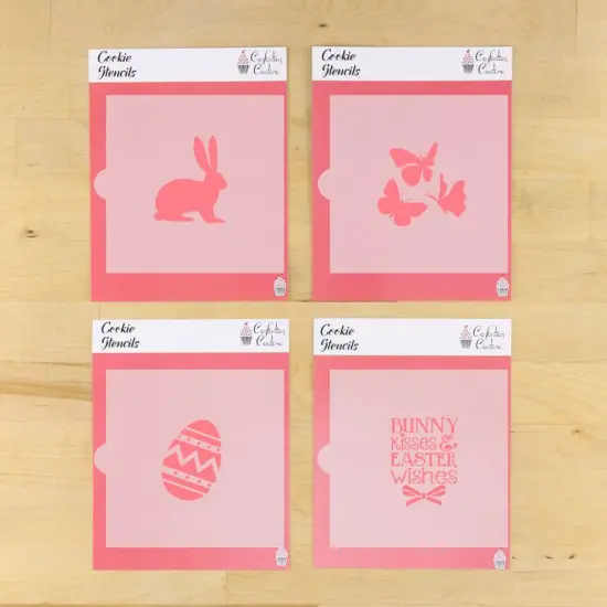 Bunny Kisses and Easter Wishes 4 Piece Cookie Stencil Bundle {1}