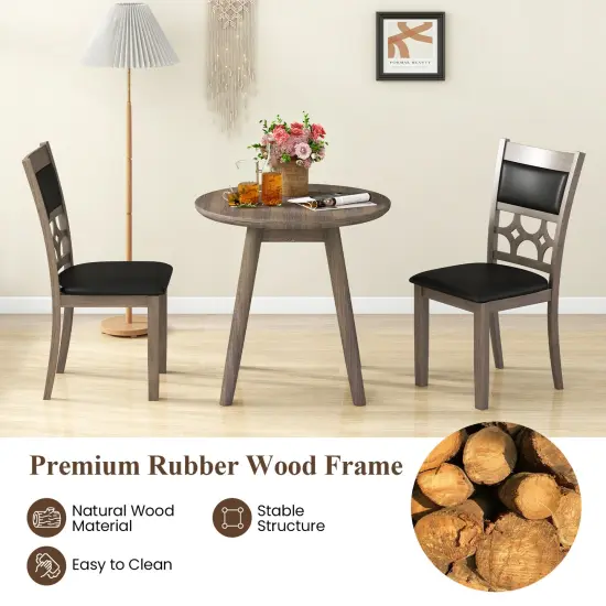 Upholstered Dining Chair Set of 2 with Padded Backrest and Seat-Gray {5}