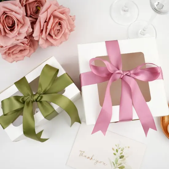 6 Rolls Sage Green and Dusty Rose Ribbon 1 Inch Green Pink Satin Ribbon Blush and Sage Ribbon for Wedding Baby Shower Backdrop Garland Gift Wrapping - 60Yards {4}