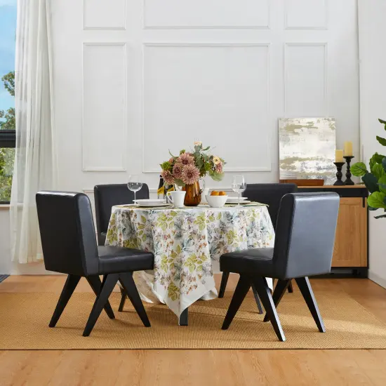 Set of 2/4 Faux Leather Upholstered Side Dining Chairs with V-shaped Wood Legs {11}